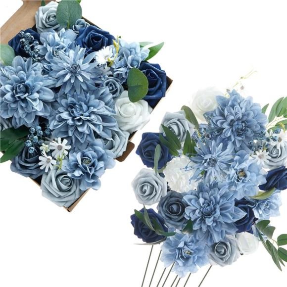 Wedding Artificial Flowers Combo Box Set DIY Wedding Bridal Bouquets Fake Peony - Picture 1 of 7